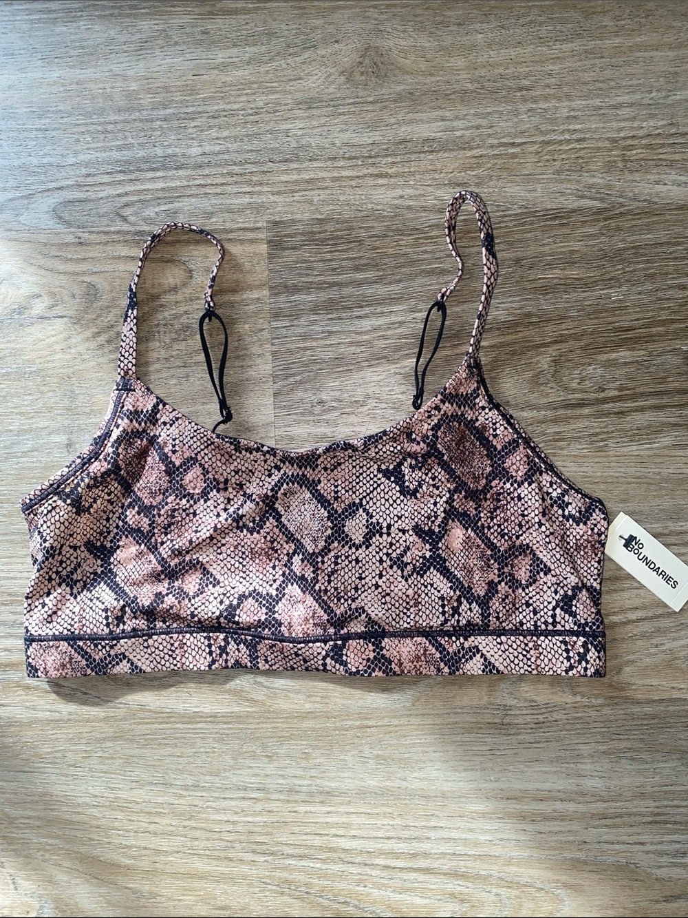 No Boundaries Pink and Black Snakeskin Bralette